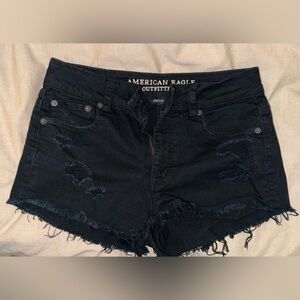 American Eagle Outfitters Black Hi-Rise Festival Denim Shorts